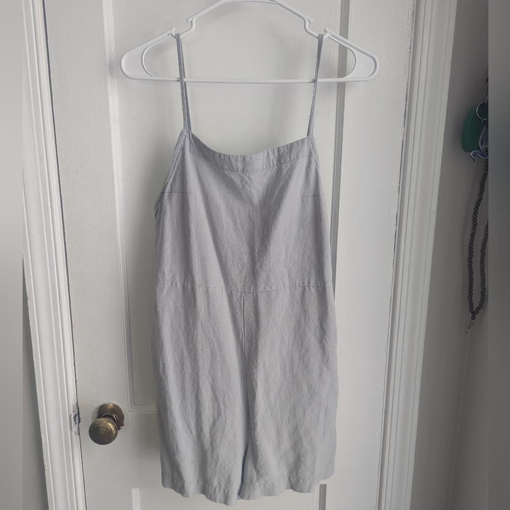 Rhythm. Light Gray Linen Spaghetti-Strap Jumpsuit